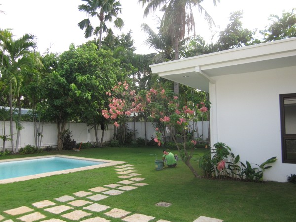 pool and garden area